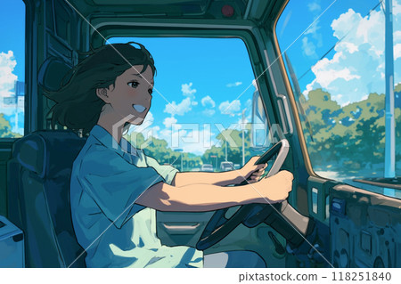 開卡車的開朗女人_精確圖3 118251840