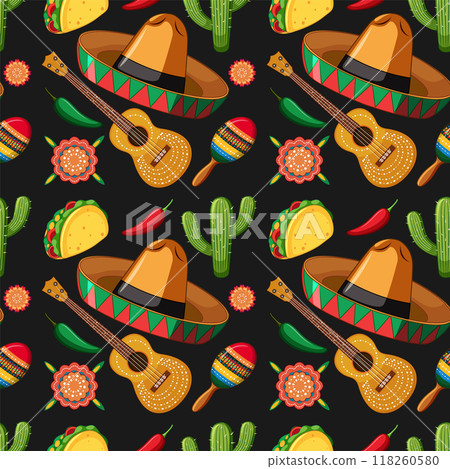 Mexican Fiesta Seamless Pattern 118260580