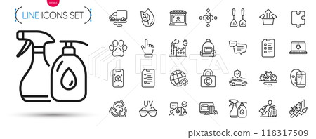 Pack of Training results, Interview and Transport insurance line icons. Include Delivery route, World weather, Internet downloading pictogram icons. Online payment, Recycle, Send box signs. Vector 118317509