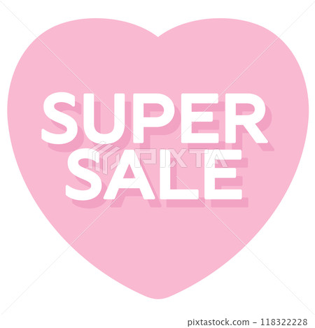 Illustration of SUPER SALE heart icon for online shopping, grocery shopping, supermarket, brochure, price tag, print, discount sticker, campaign badge, ad template, promotion, marketing, business 118322228