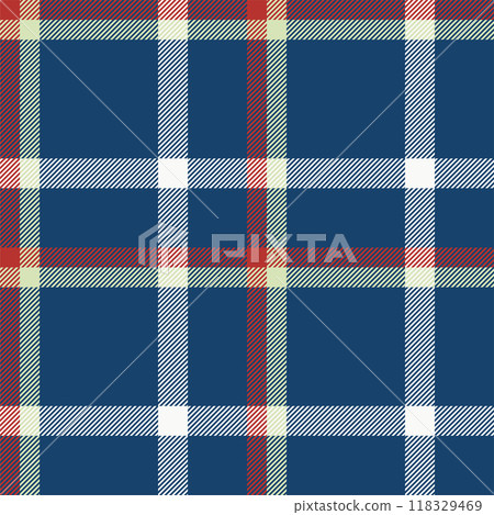 Plaid seamless pattern in blue. Check fabric texture. Vector textile print. 118329469