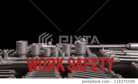 The work safety text and tool equipment  image 3d rendering 118375508