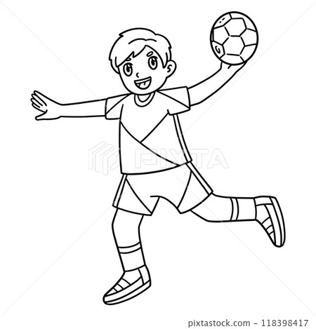 Handball Player Ready to Pass the Ball Isolated  118398417