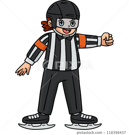 Ice Hockey Female Referee Cartoon Colored Clipart  118398437