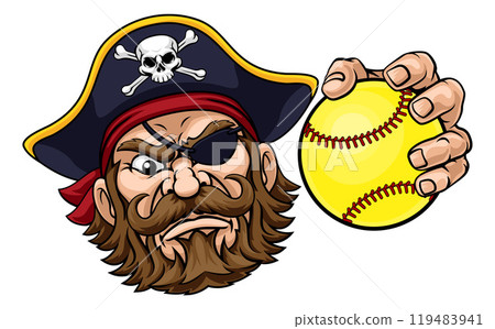 Pirate Softball Sports Team Cartoon Mascot 119483941