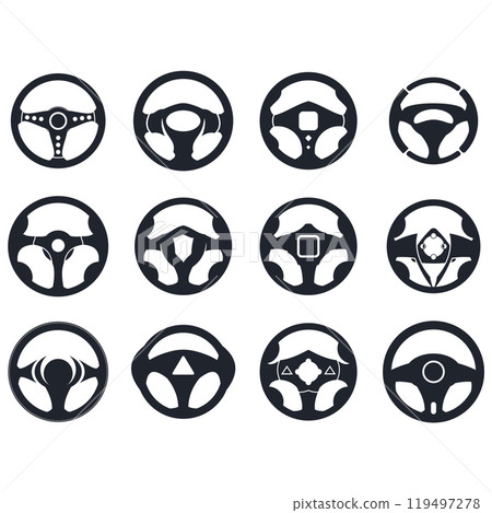 Steering wheel logo vector illustrations 119497278