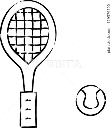 Brush-drawn illustration of sports equipment: Tennis 119576590