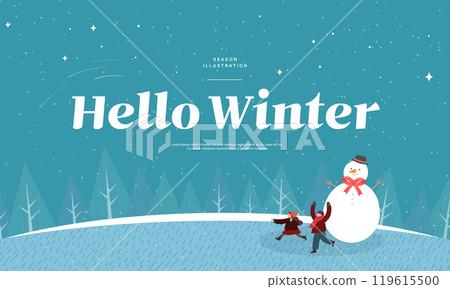 Winter emotional illustration. Web Banner. Pop-up 119615500