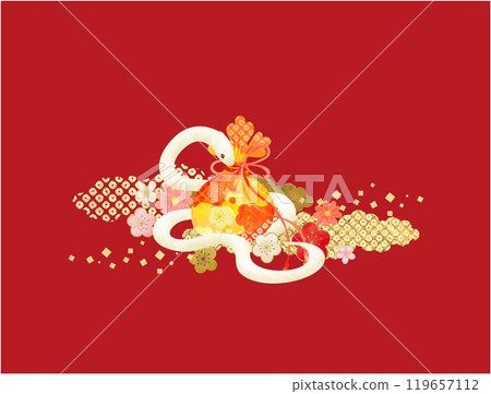 White snake Japanese pattern New Year's card material 119657112