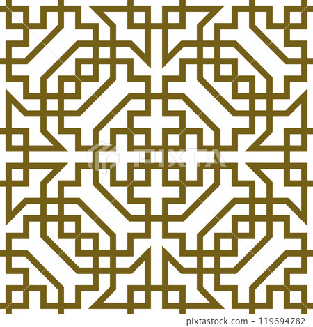 Seamless arabic geometric ornament in brown color. 119694782