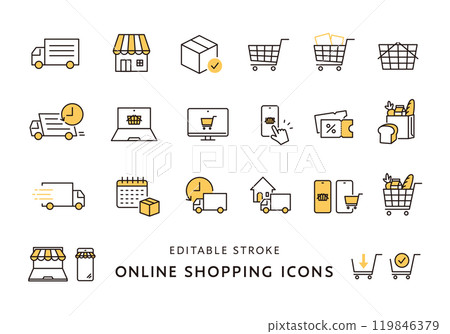 Icon set related to online shopping and online supermarkets (color) 119846379