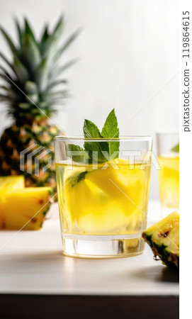 Pineapple cocktail. Summer refreshing tropical drink. Generative AI 119864615