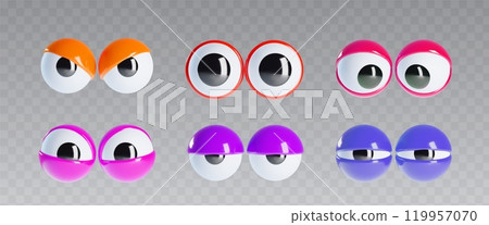 Bright 3D googly eyes with colorful lids 119957070