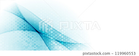 Blue glossy waves with halftone hexagonal pattern abstract background 119960553