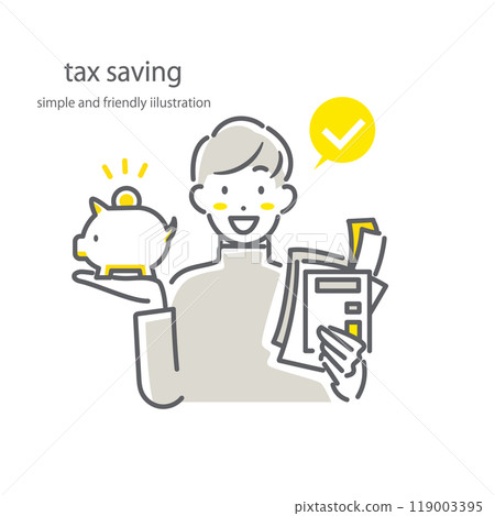 A freelance man who saves on taxes - Simple and stylish line drawing illustration 119003395