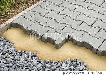 Self-locking paving blocks - 3D 119058509