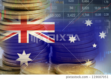 Stock market investment trading financial, coin and Australia flag or Forex for analyze profit finance business trend data. 119087051