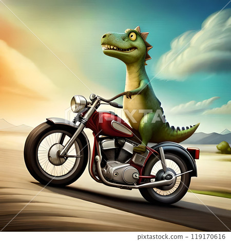 Dinosaur riding a motorcycle, Dinosaur t-shirt design 119170616