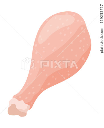 An educational illustration showcasing the cut and part of raw chicken meat 119253717