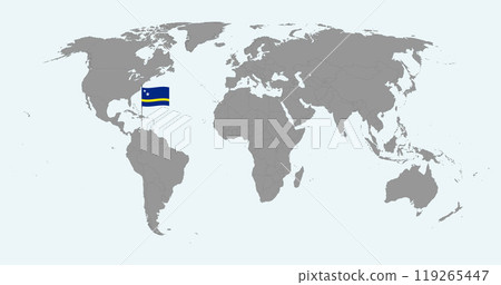 Pin map with Curacao flag on world map. Vector illustration. 119265447