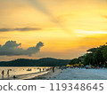 Seascape view with white sand, quiet beach, clear sea water, blue sky in summer of Koh Samet (Samet Isalnd) in Thailand 119348645