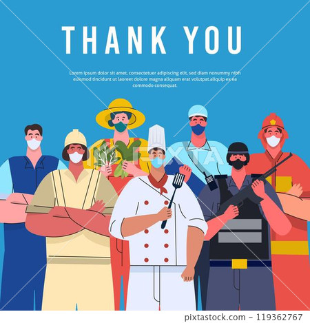 Organic flat thank you essential workers illustration 119362767