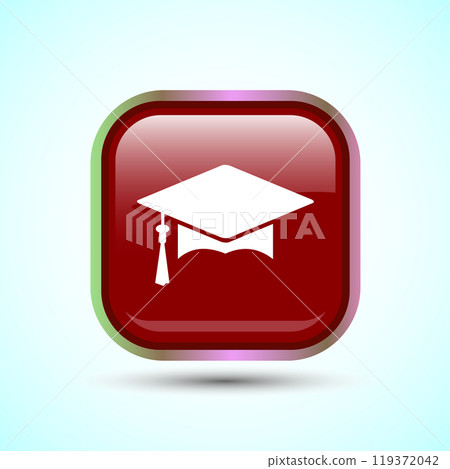 Graduation Hat Icon Design Illustration, Academic Cap Icon For Apps and Websites, Button Design 119372042