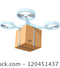 Drone box package delivery vector flat illustration 120451437