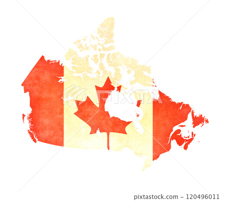 Isolated map of Canada with flag in soft grunge and vintage style. 120496011