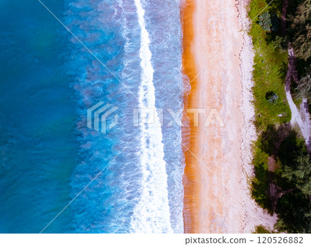 Beautiful sea in summer season seascape background,Nature sea beach background,Top view waves seascape nature view 120526882