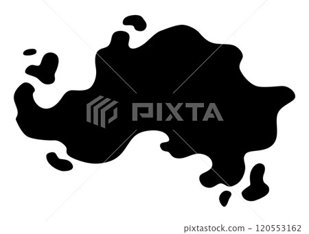 Paint blot icon. Splash for design use. Grunge shape. Dirty stain or silhouette. Black ink splash 120553162