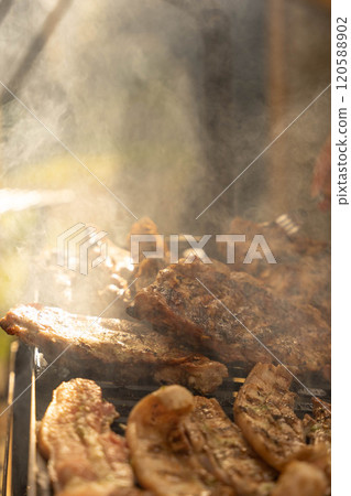 the meat is grilled 120588902