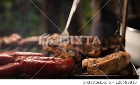 the meat is grilled 120588910