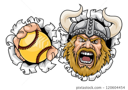 Viking Softball Ball Sports Team Mascot Man 120604454