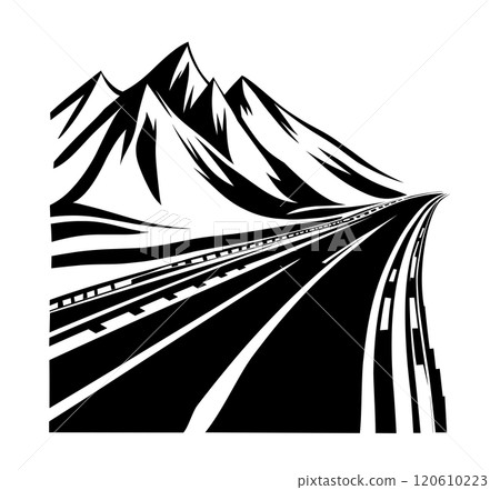 Road, highway black and white vector illustration on white 120610223