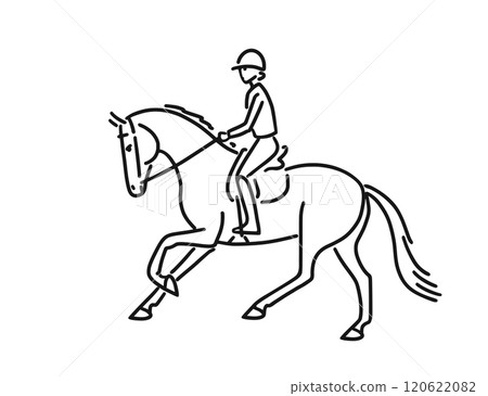 Girl riding horse, equestrian sport 120622082