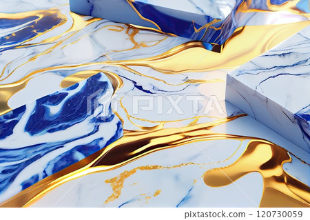 Abstract marble wallpaper background , luxury marble texture gold and blue 120730059