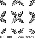 Black leafy branches seamless pattern on a crisp white background, 120876925