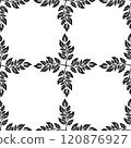 Black leafy branches seamless pattern on a crisp white background, 120876927