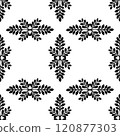 Seamless pattern Black leafy branches on a crisp white background, perfect for textile, wallpaper 120877303