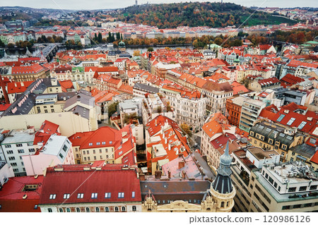 Aerial view of Prague cityscape, Czech Republic 120986126