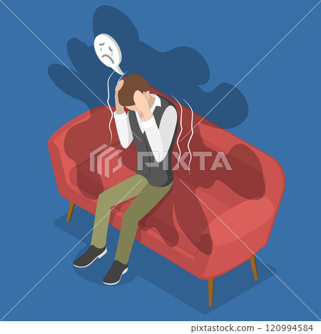 3D Isometric Flat Vector Illustration of Panic Attack, Physical Sensation of Stress 120994584