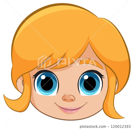 Smiling Cartoon Girl Face 120012383