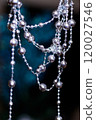 Crystal beads hanging disco garland shining on dark background. Christmas, New Year 2025 120027546