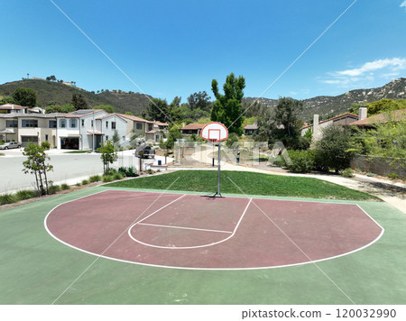 Basketball court in community park in San Diego 120032990