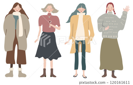 Illustration set of cute autumn/winter fashion women 120161611