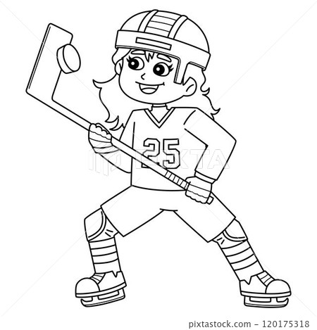 Ice Hockey Girl Player Catching the Puck Isolated  120175318