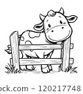 Illustration of a cute cow in a farm 120217748