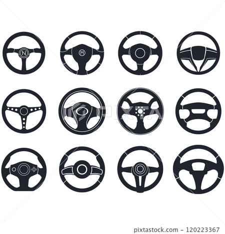 Steering wheel logo vector illustrations 120223367