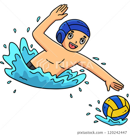 Water Polo Player Swimming for the Ball Clipart 120242447